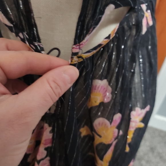 BY ANTHROPOLOGIE Cutout Maxi Dress Womens Medium Black Boho Metallic Resort - Picture 7 of 12